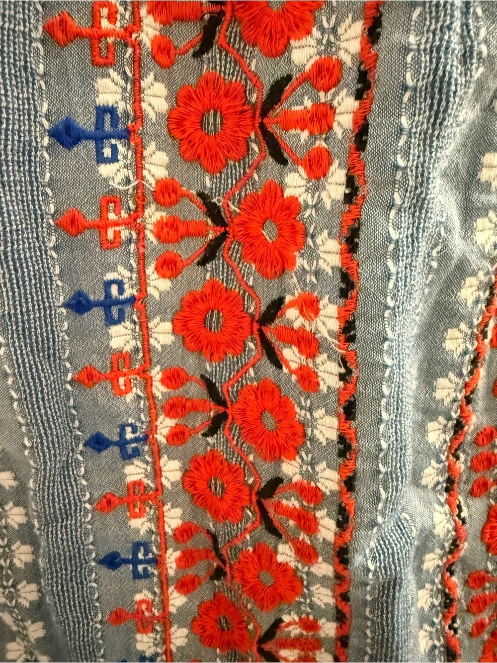 Sundance Boho Blue Floral Embroidered Halter Tank Top - Picture 4 of 5